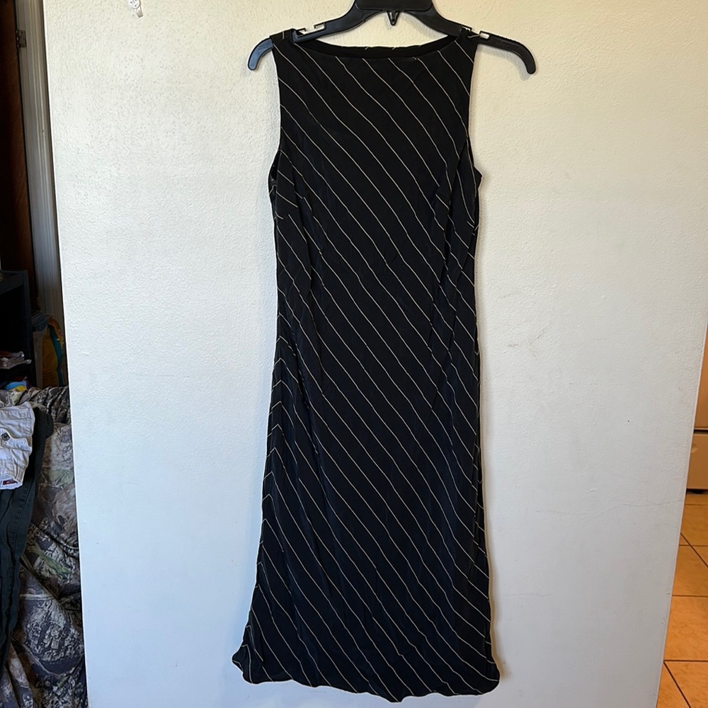 Black and tan straits, Ralph Lauren silk dress